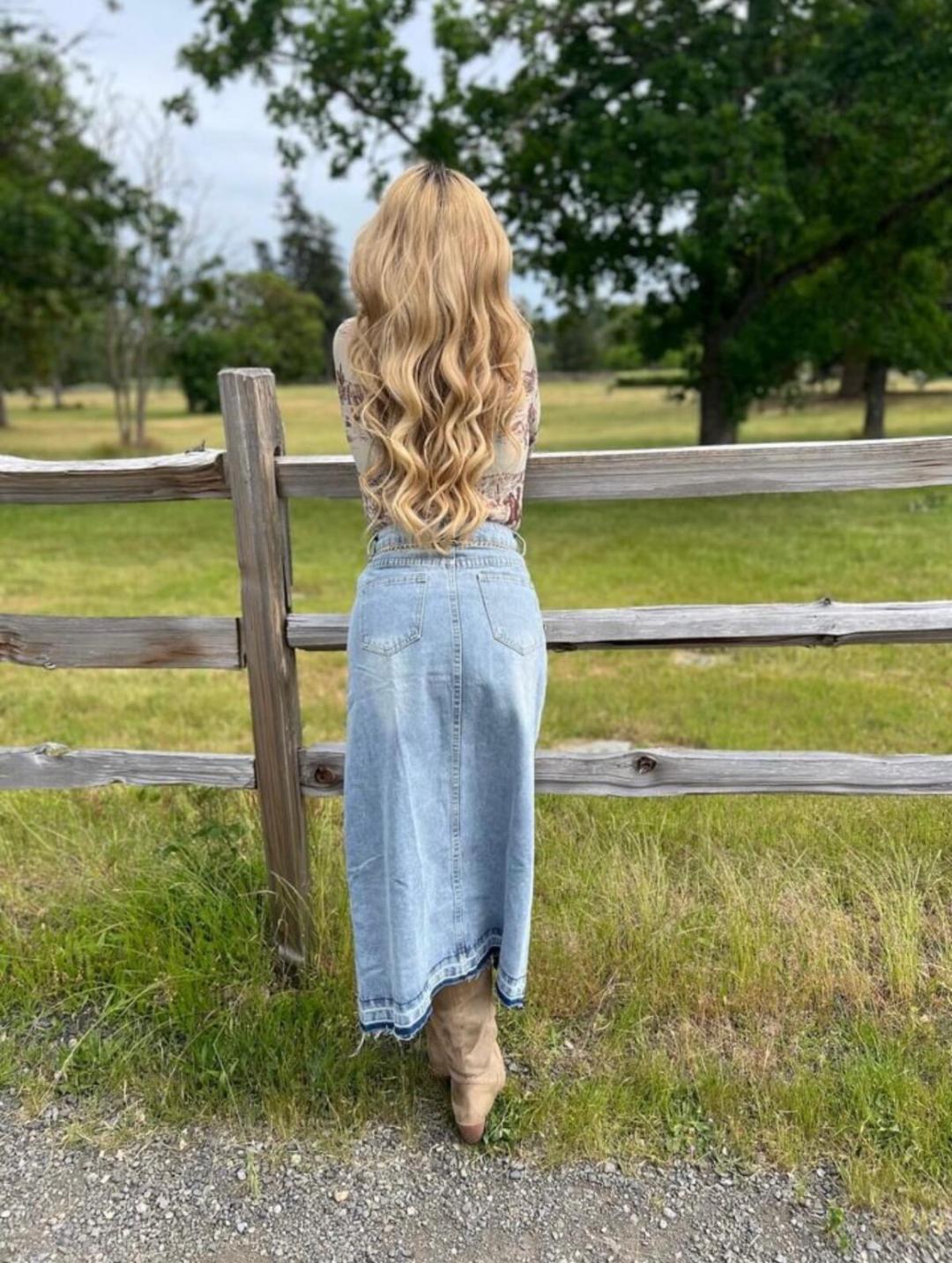 Long Denim Skirt