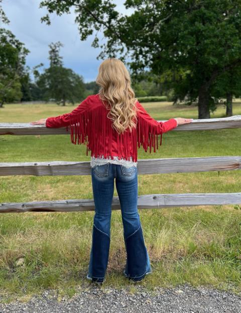 Red Fringe Suede
