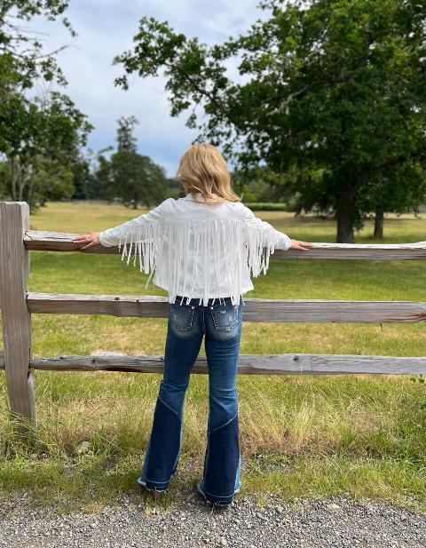 White Fringe Suede