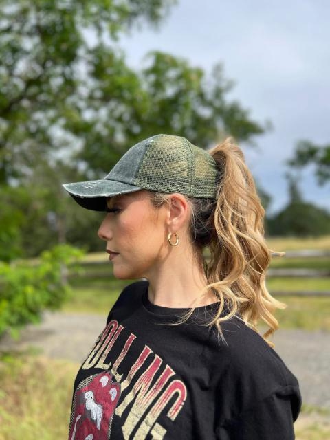 Distressed Ponytail Cap