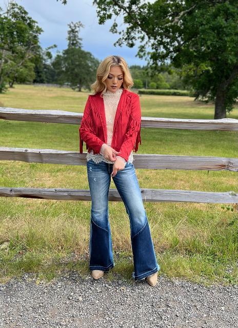 Red Fringe Suede