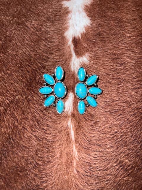 Big Turquoise Flower Earrings